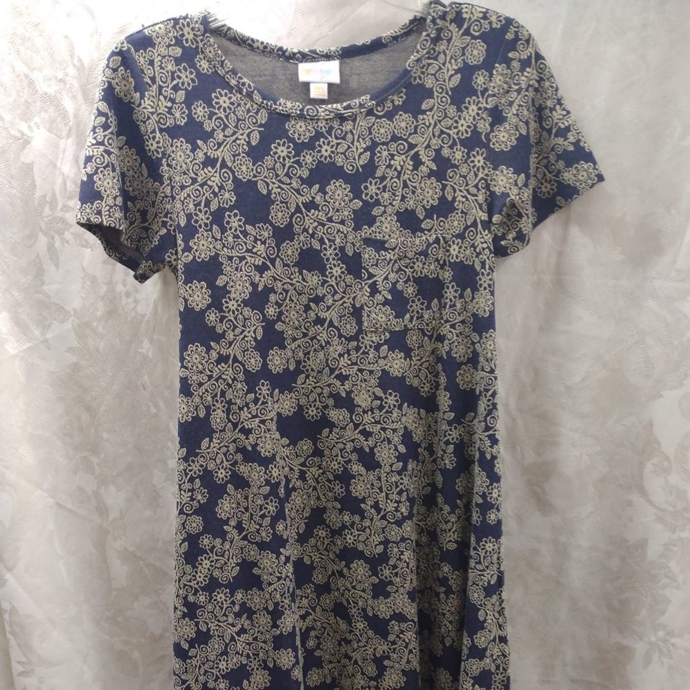 XXS NWT LuLaRoe "Carly" navy/beige floral dress